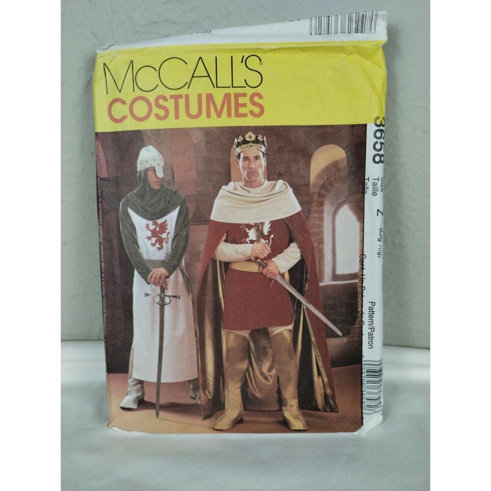 McCall's Sewing Pattern Men's Costume Renaissance King Knight 3658 L-XL UNCUT